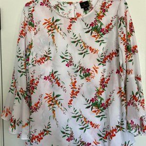 Floral Blouse Top with Flair Sleeves